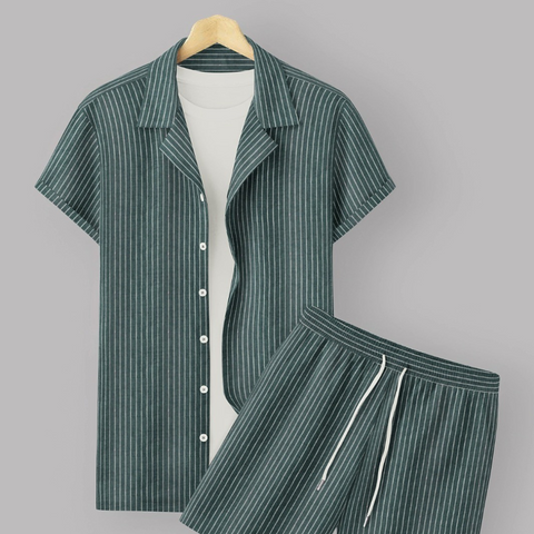 Green Colour Men's Cotton Shirt And Shorts Set Short Sleeve - BUYZ.IN | Trendsetter Men's wear