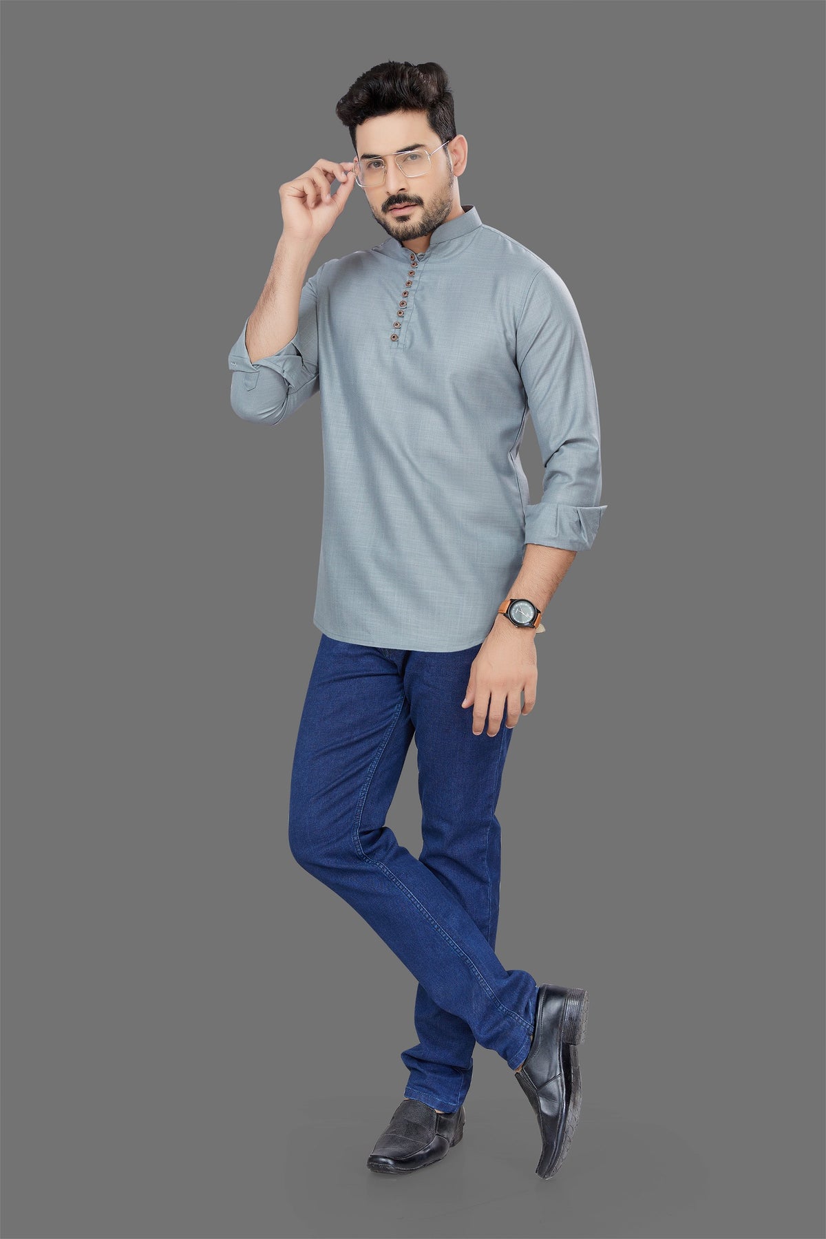 Grey Color Short Kurta - BUYZ.IN | Trendsetter Men's wear
