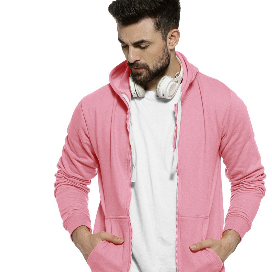 Pink Colour Premium Zip Hoodie For Men - BUYZ.IN | Trendsetter Men's wear