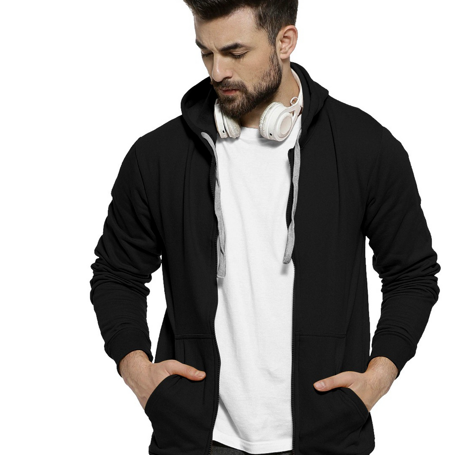 Black Colour Premium Zip Hoodie For Men - BUYZ.IN | Trendsetter Men's wear