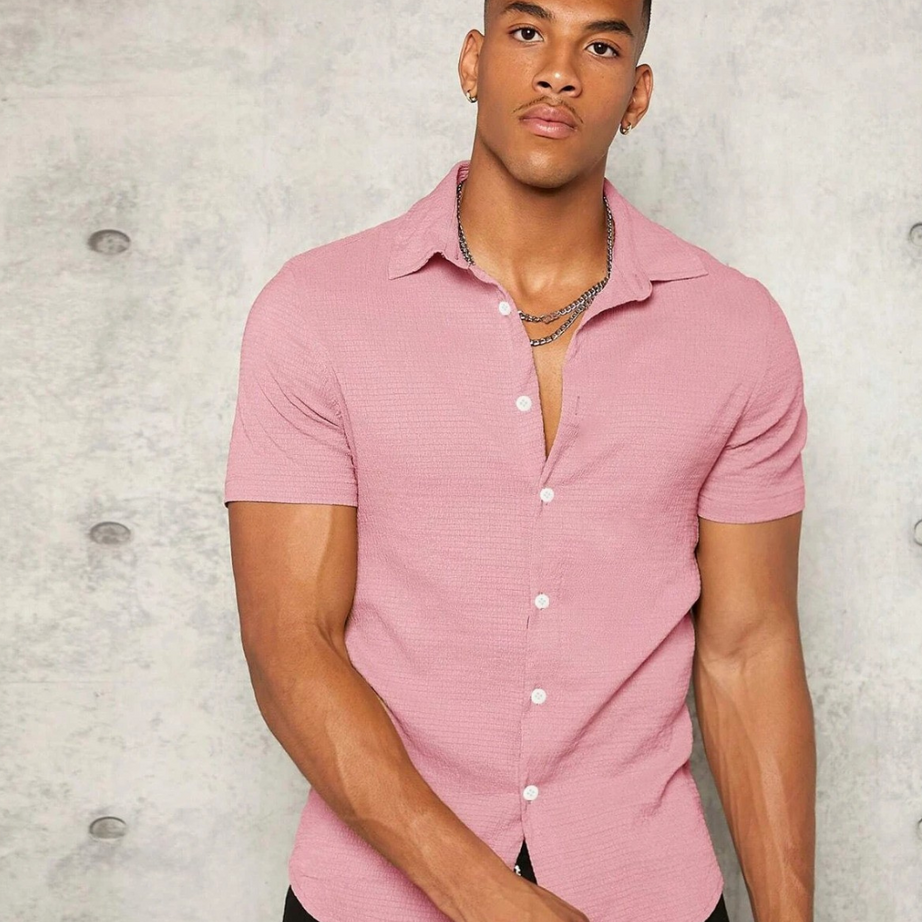 Pink Colour Imported Casual Wear Short Sleeve Shirt For Men's - BUYZ.IN | Trendsetter Men's wear
