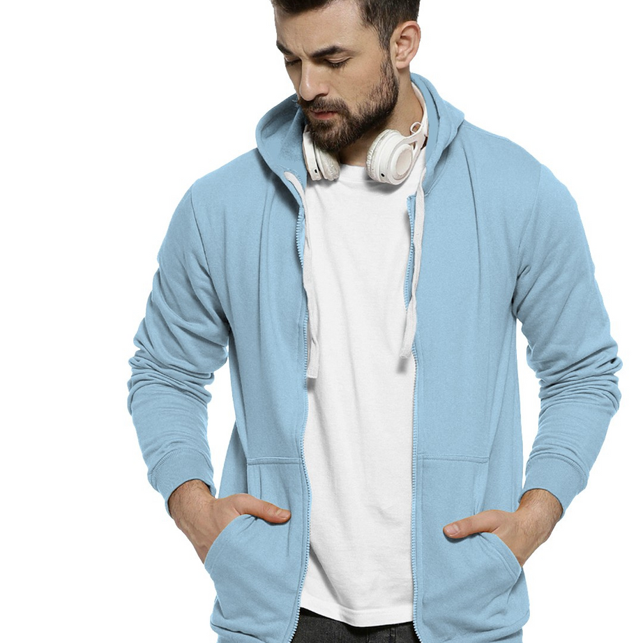 Cyan Colour Premium Zip Hoodie For Men - BUYZ.IN | Trendsetter Men's wear