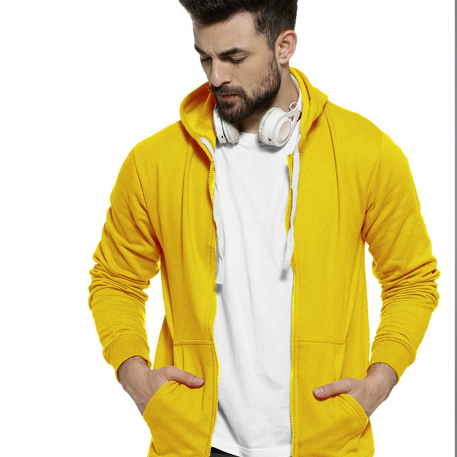 Yellow Colour Premium Zip Hoodie For Men - BUYZ.IN | Trendsetter Men's wear