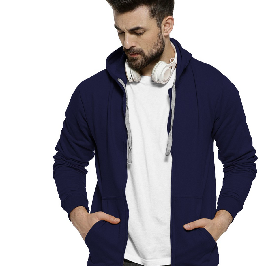 Blue Colour Premium Zip Hoodie For Men - BUYZ.IN | Trendsetter Men's wear