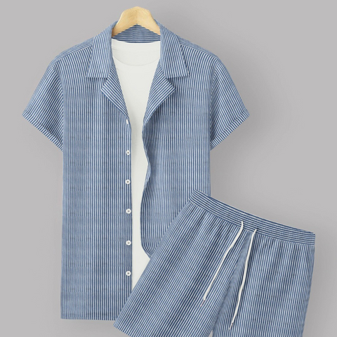 Sky Blue Colour Men's Cotton Shirt And Shorts Set Short Sleeve - BUYZ.IN | Trendsetter Men's wear