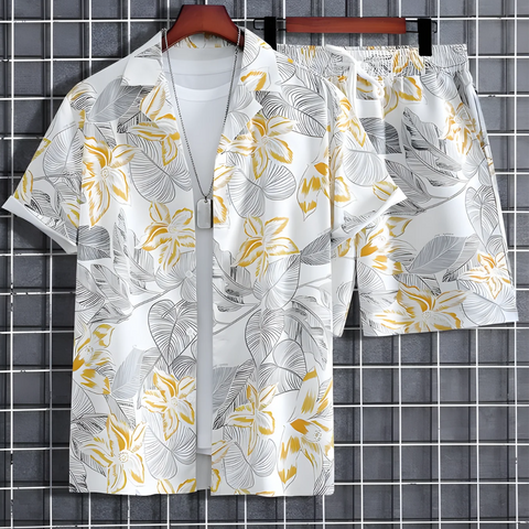 Floral Print Men's Shirt And Shorts Set Short Sleeve - BUYZ.IN | Trendsetter Men's wear