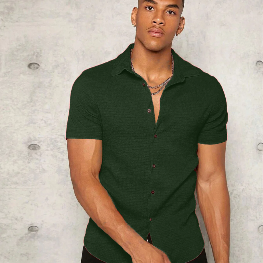 Dark Green Colour Imported Casual Wear Short Sleeve Shirt For Men's - BUYZ.IN | Trendsetter Men's wear