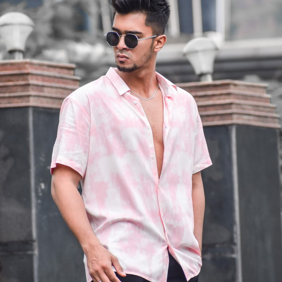 Light Pink Printed Casual Shirt For Men - BUYZ.IN | Trendsetter Men's wear