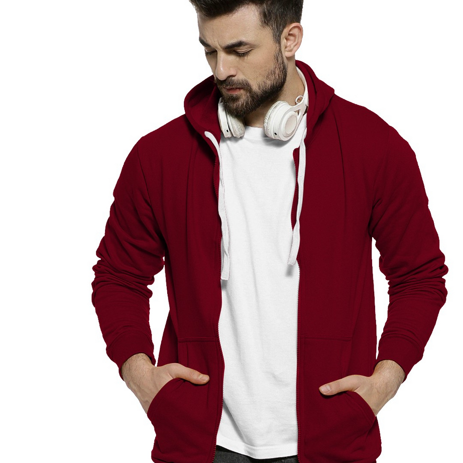Maroon Colour Premium Zip Hoodie For Men - BUYZ.IN | Trendsetter Men's wear