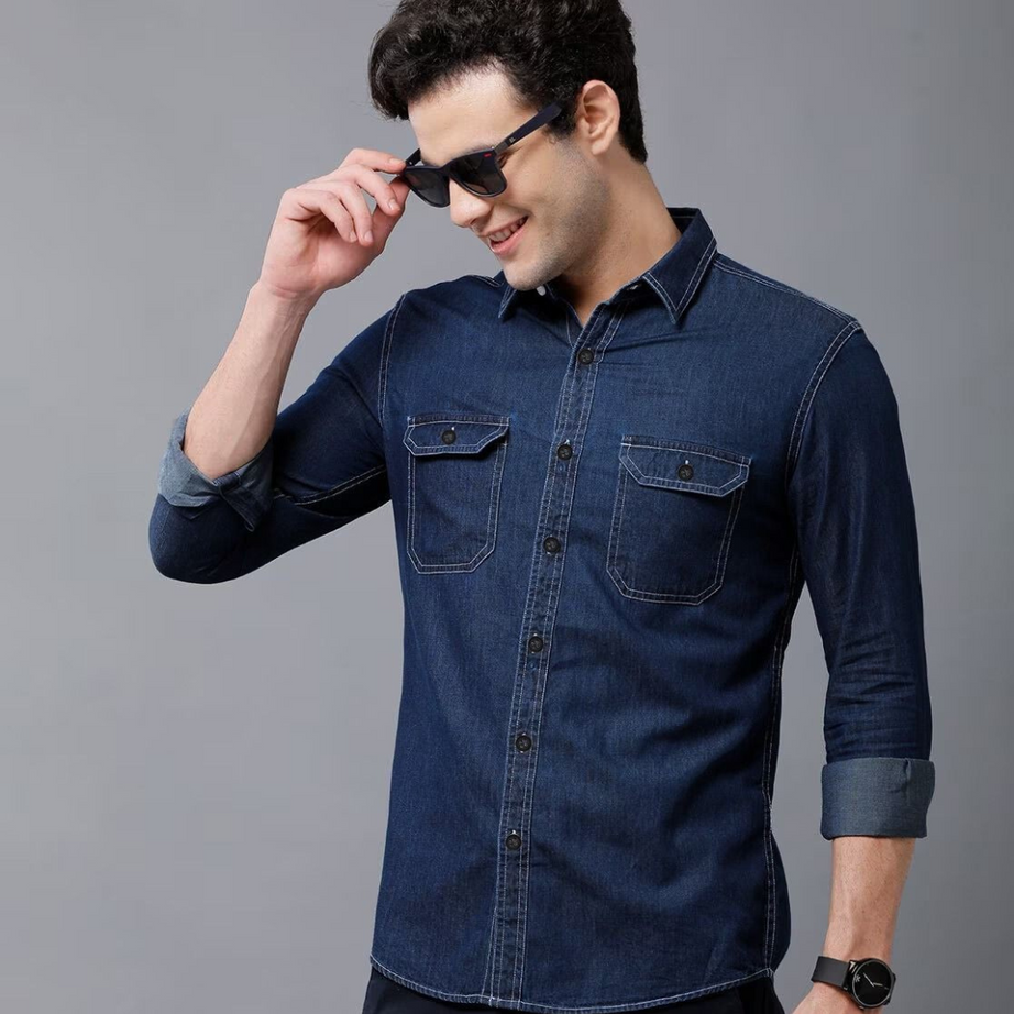 Men's Denim Cotton Sustainable Casual Denim Shirt - BUYZ.IN | Trendsetter Men's wear