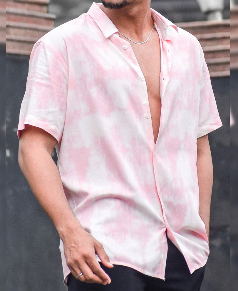 Light Pink Printed Casual Shirt For Men - BUYZ.IN | Trendsetter Men's wear