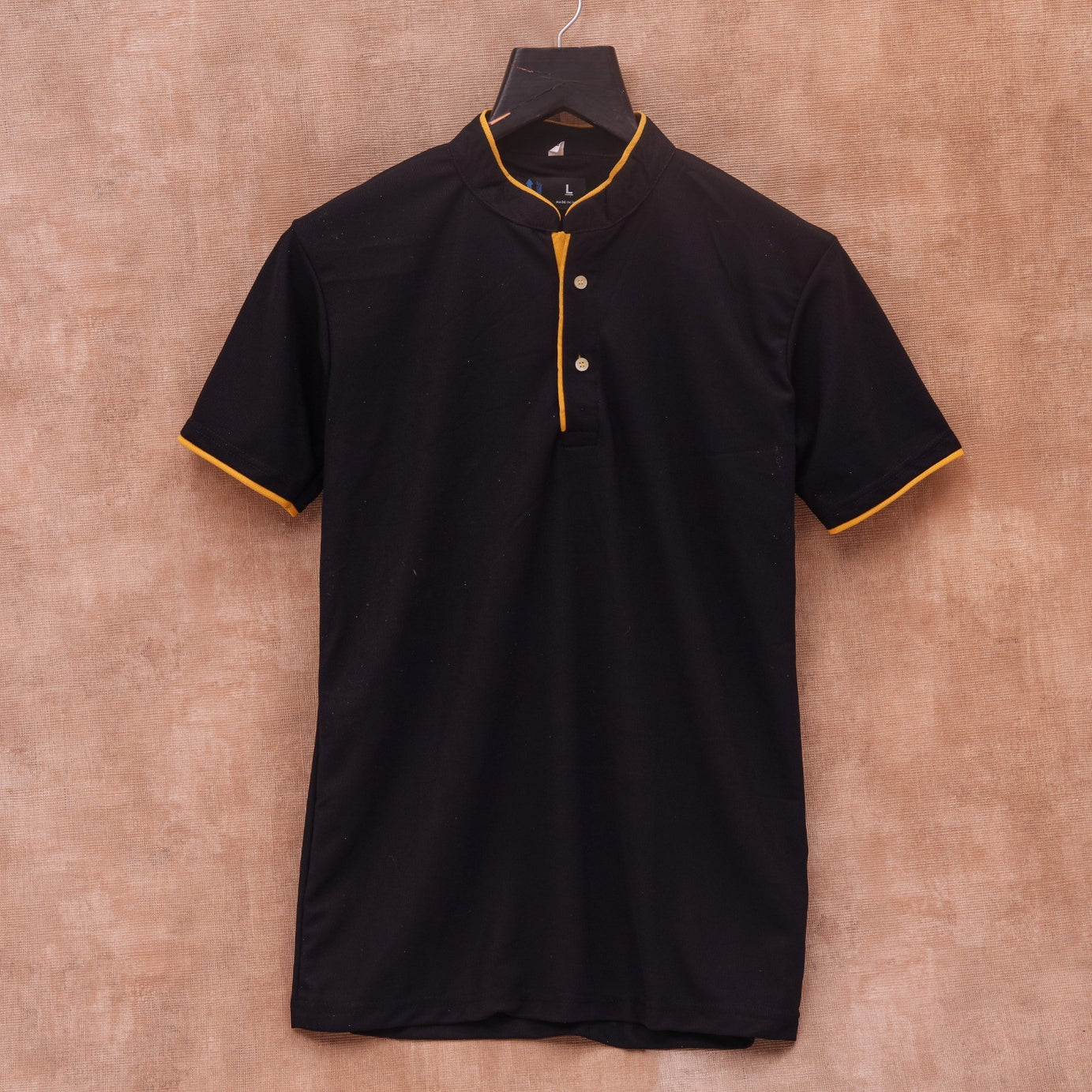 Men's Solid Mandarin Collar Slim Fit Half Sleeve  T-Shirt - BUYZ.IN | Trendsetter Men's wear