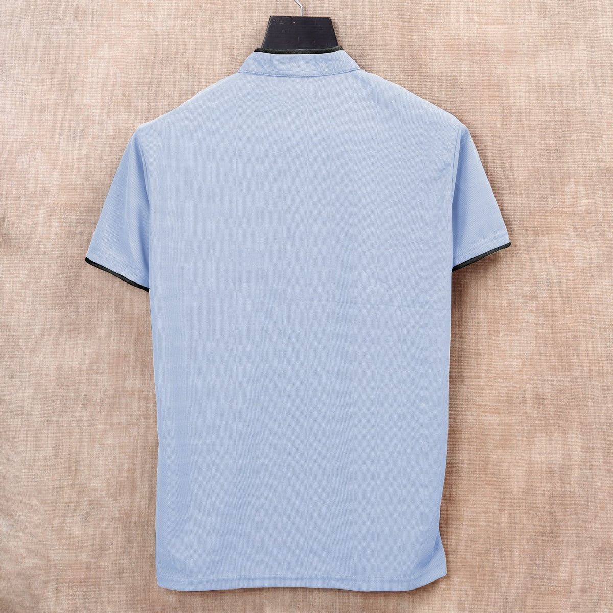 Sky Blue  Men's Solid Mandarin Collar Slim Fit Half Sleeve T-Shirt - BUYZ.IN | Trendsetter Men's wear