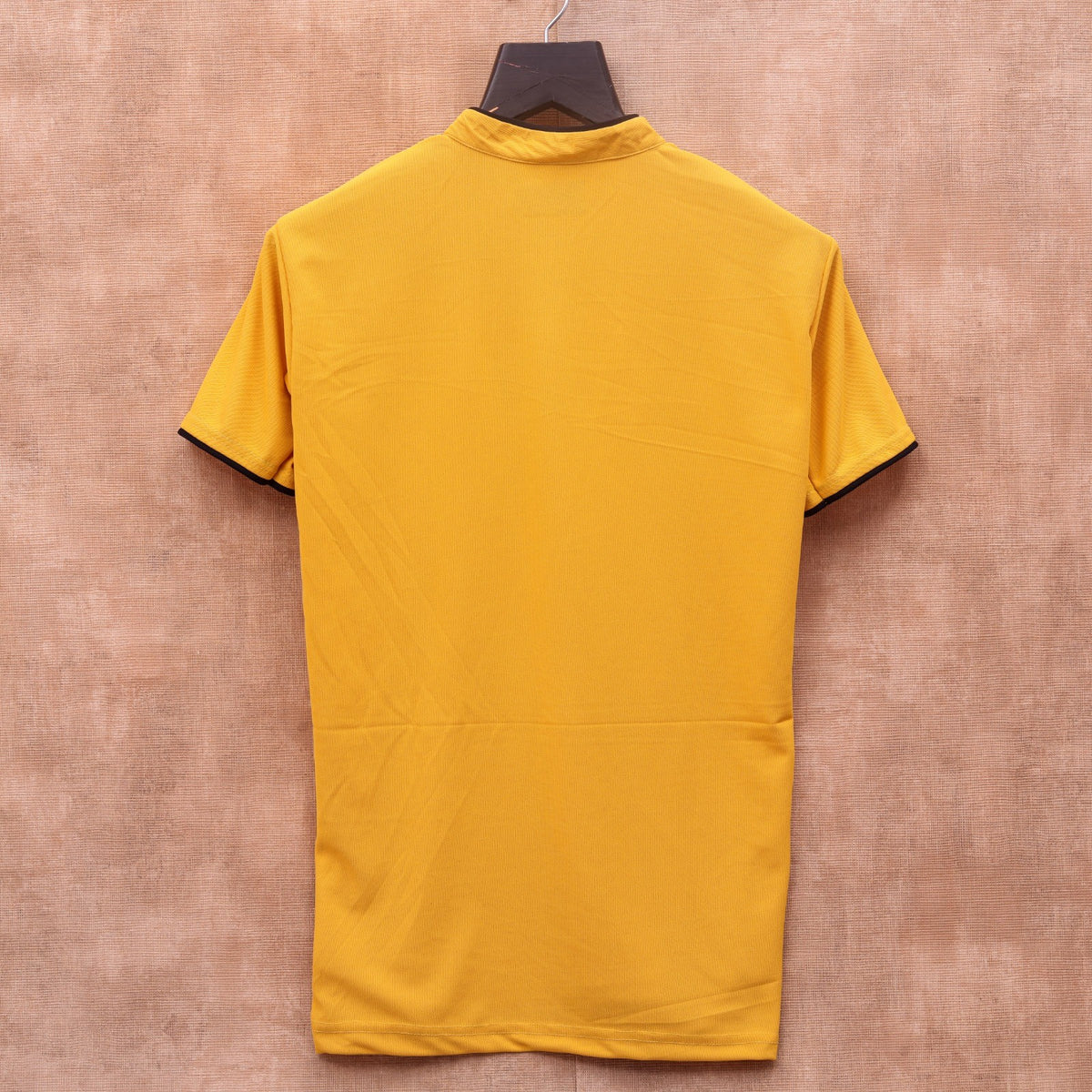 Yellow Men's Solid Mandarin Collar Slim Fit Half Sleeve T-Shirt - BUYZ.IN | Trendsetter Men's wear
