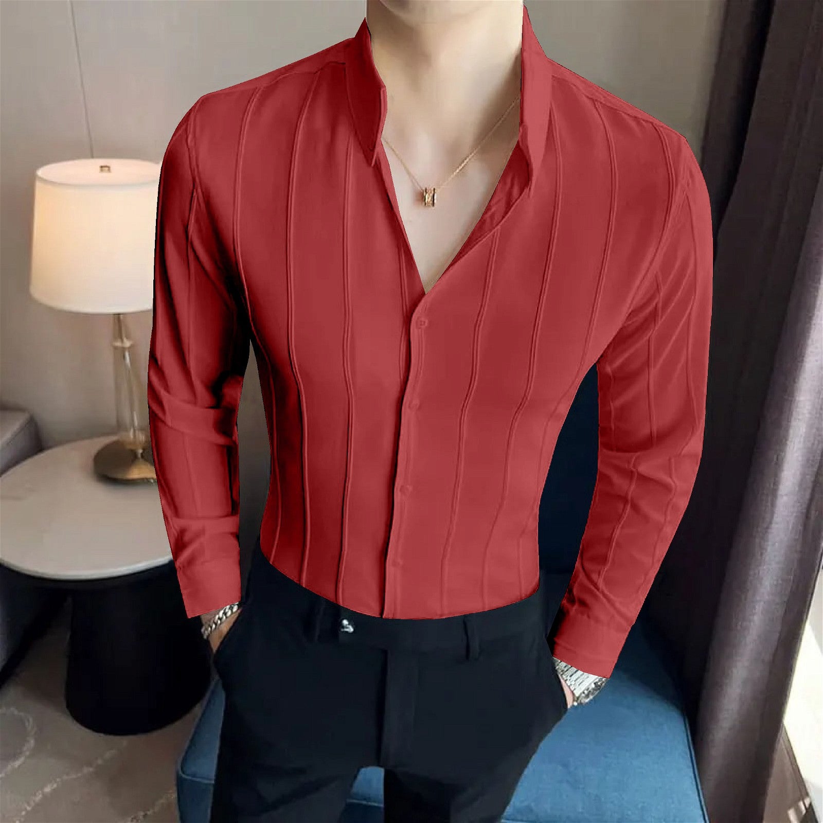 Assemblage Red Striped Premium Shirt - BUYZ.IN | Trendsetter Men's wear