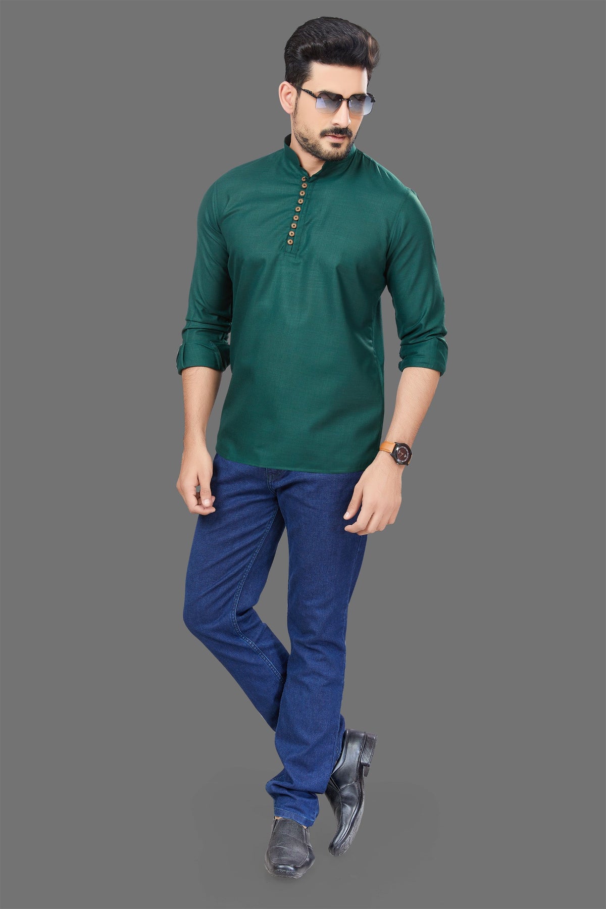 Bottle Green short kurta - BUYZ.IN | Trendsetter Men's wear