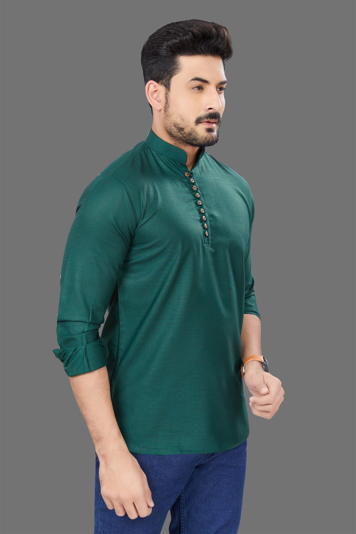 Bottle Green short kurta - BUYZ.IN | Trendsetter Men's wear