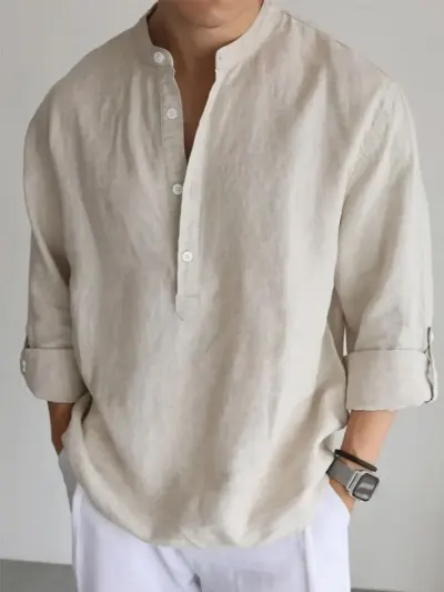 short linen kurta for men with straight pajama
