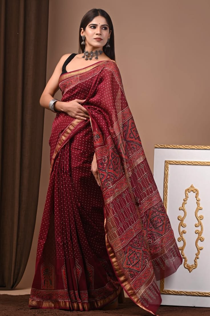 Pure Banarasi Chanderi Silk Zari Woven Saree with Matching Blouse Piece angle 3